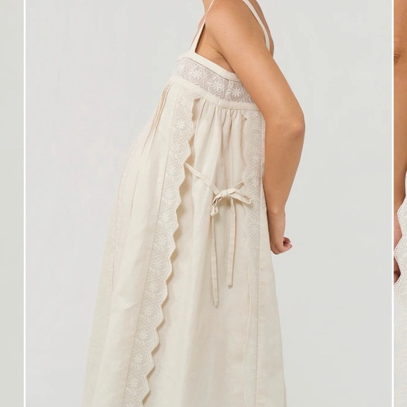 NWT Rhea Dress Cream Lace Trim Maxi - Picture 3 of 6